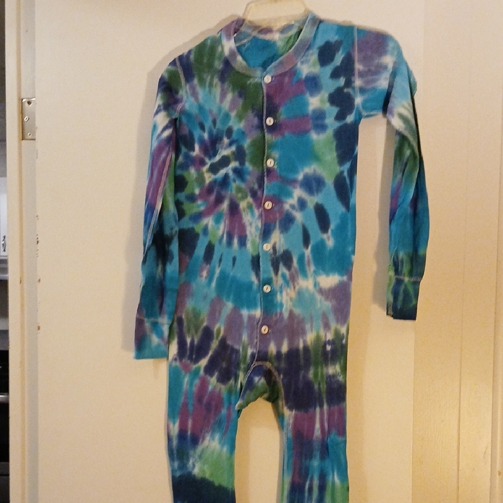 Colorful Tie-Dye Adult One Piece UNION SUIT.  Small
